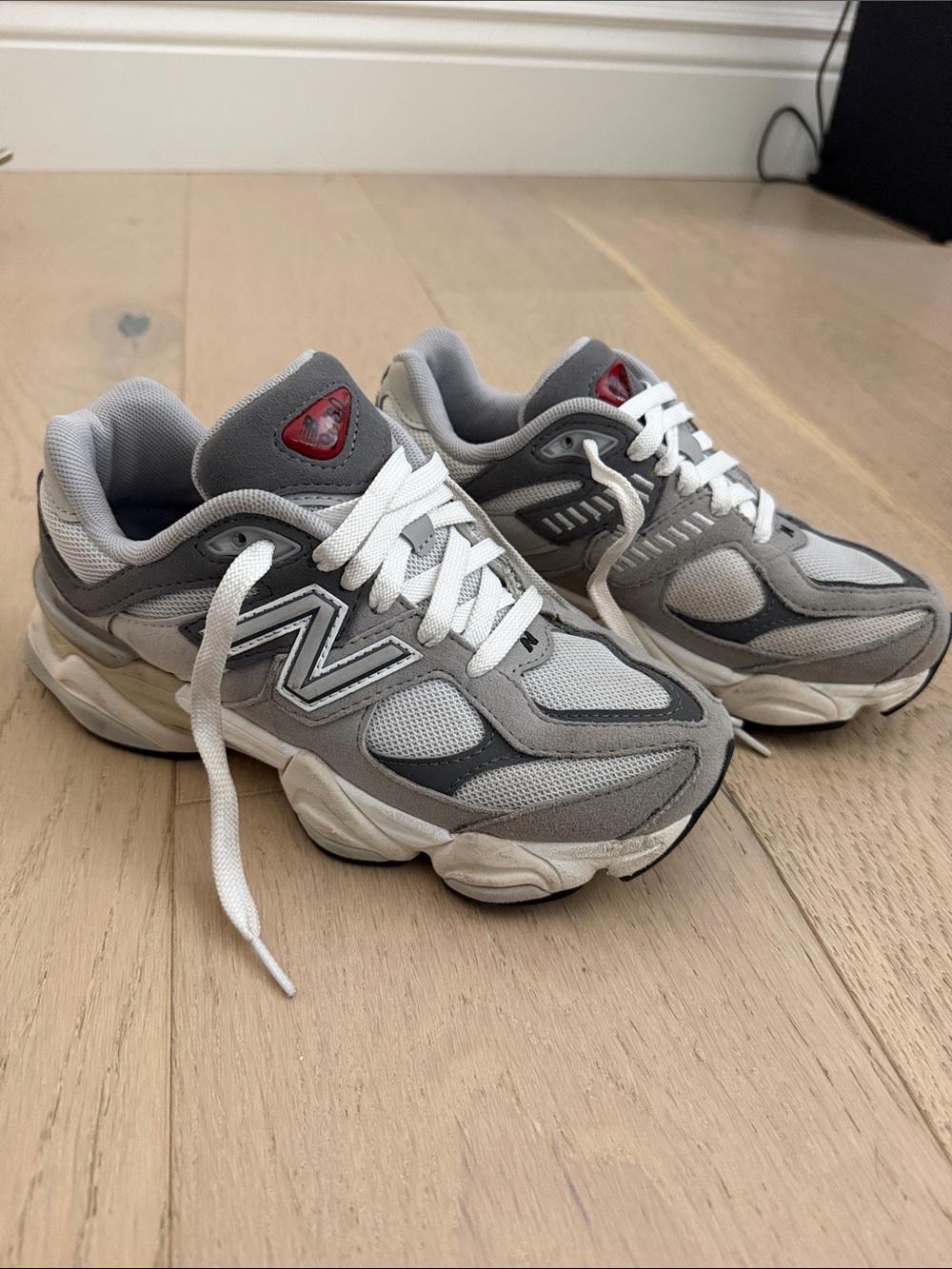 New Balance Kids Gray and White Mesh Athletic Sneakers